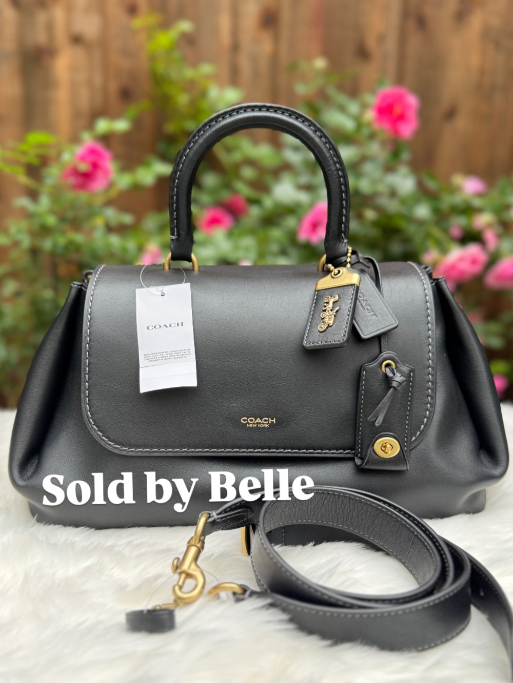 NWT Coach Slouchy Rogue Top Handle Black Purse